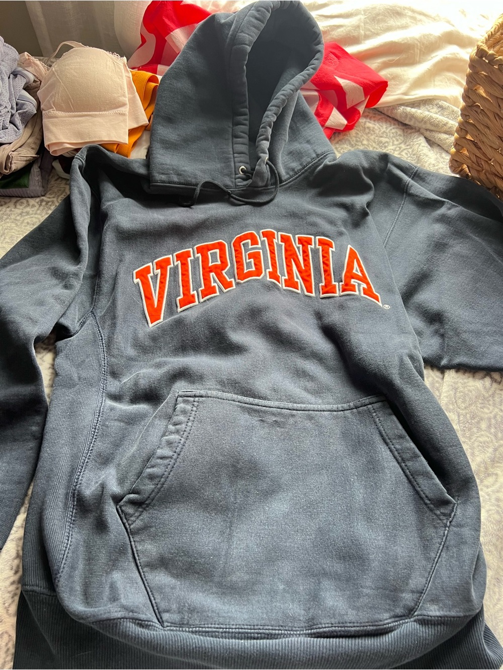 Virginia Logo Hoodie in Navy with Orange Lettering